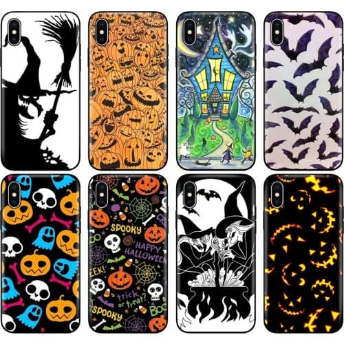 Black tpu case for iphone 5 5s se 6 6s 7 8 plus x 10 case silicone cover for iphone XR XS 11 pro MAX case Pumpkin Halloween Bat