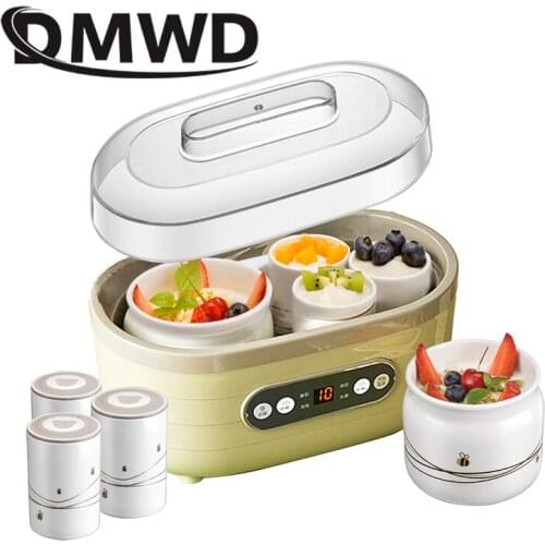 DMWD Automatic Electric Yogurt Maker Timer Fruit Sour Cream Fermenting Machine Leben Picle Natto Fermenter Ceramic Yoghurt Cups