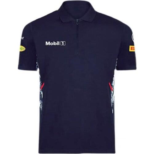 F1 Racing Team For Honda Red Color Bull Motorsport Outdoor Quick-Drying Sports Jersey Riding Zipper Polo Lapel Shirt