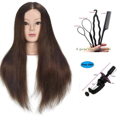 Hairdressing Mannequin Head With 60% Natural Human Hair For Hairstyles Hairdressers Curling Practice Training Head With Stand