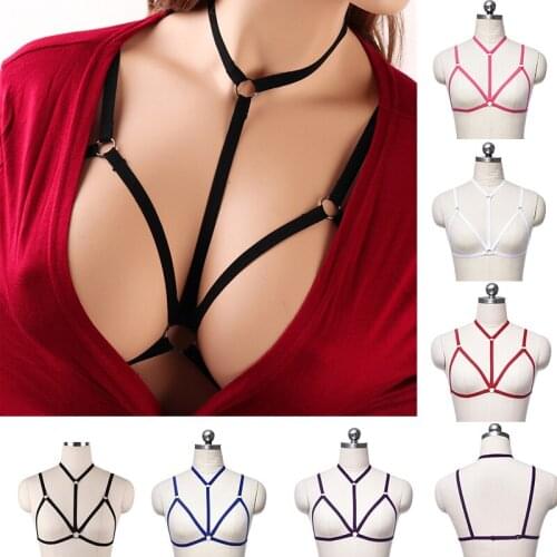 Gothic erotic sling hanging neck hollow sling beautiful back color three-point hollow elastic adjustable festival wear