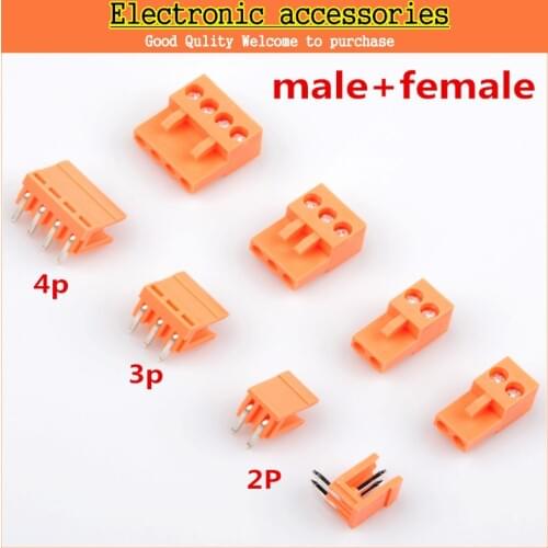 Ht396 2/3/4pin Right angle Terminal plug type 3.96mm pitch connector pcb screw terminal block bend foot male+female