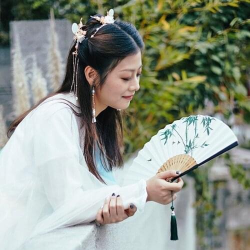 Elegant fan Hall Chinese style seven inch cotton fan small gentleman fan men and women folding fan ancient Japanese folding fan