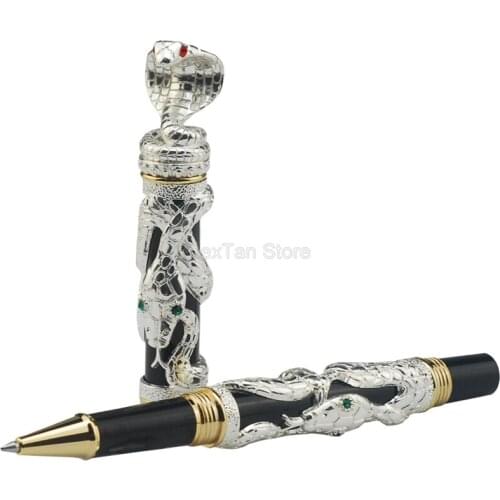 Jinhao Brand New Snake Rollerball Pen Silver Cobra 3D Pattern Texture Relief Sculpture Technology Great Supplies Gift Pens
