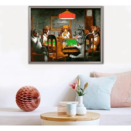 Oil Painting By Numbers "Dog"Drawing on Canvas HandPainted Art Gift DIY Picture By Number Kits Wall Decor