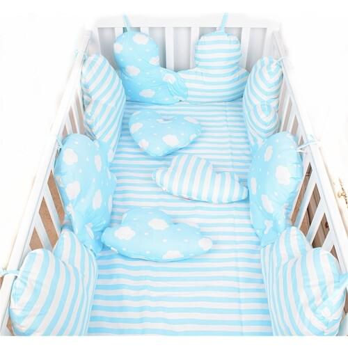 Cotton Print Clouds Shape Bumper Set In The Crib For Baby Kids Bed Cushions Childrens Protective Pillows
