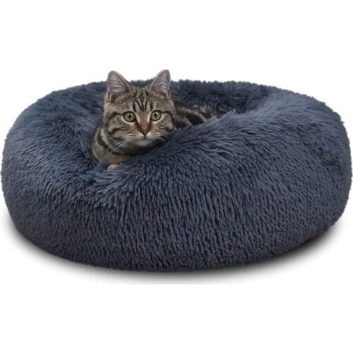 Round Cat Bed Dogs Bed House Kennel Pet Mats Soft Long Plush Mat Pet Warm Basket Cushion Cats House Sofa Machine Wash Kennel