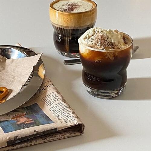 Transparent Round Water Cup Breakfast Cup Family Nordic Glass Coffee Cup Milk Cup