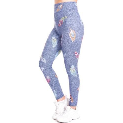 Feather imitate jeans Print Leggings Push Up Fashion Pants High Waist Workout Jogging For Women Athleisure Training Leggings