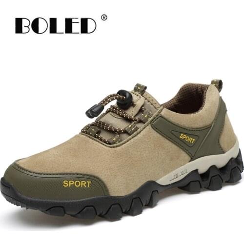 Suede Leather Outdoor Men Shoes Breathable Male Adult Non-Slip Walking Hiking Shoes Zapatos Hombre