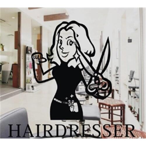 Hair salon Store window sticker hair dresser shop sign sticker advertising poster wall sticker store sticker