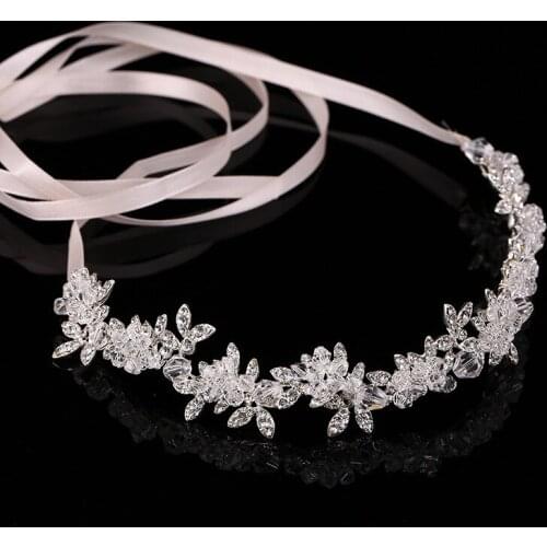 New Arrival Noble Crystal Rhinestone Bridal Headpieces Satin Ribbon Wedding Hair Accessories for Brides Tiaras Crowns Headbands