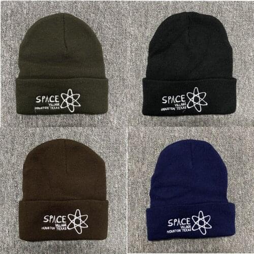 Embroidery TRAVIS SCOTTS SPACE VILLAGE Beanie Hat Women Men Knitted Warm Winter Hats For Women Men Solid Hip-hop Casual Beanies