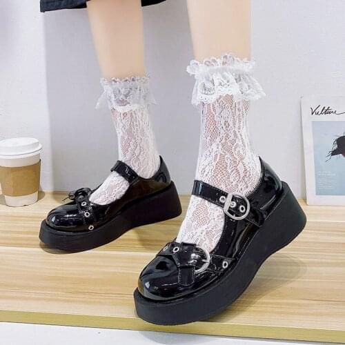 Lolita Shoes Student Girl Shoes JK Uniform Shoes PU Leather Heart-shaped Monk straps Block heels Mary Jane Ankle-strap Shoes
