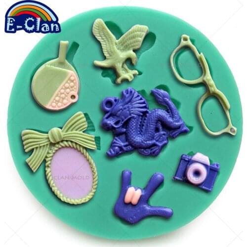 Glasses camera table tennis ball fondant cake molds cake decorating tools sugar craft tool chocolate mould kitchen F0394JZ30