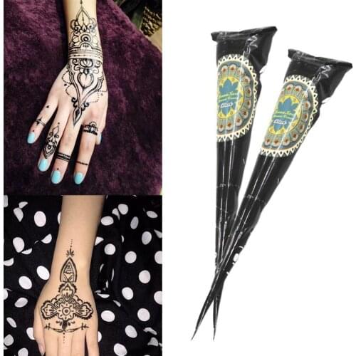 Organic Indian Henna Black Tattoo Fashion Natural Body Art Ointment Mehndi Paste Cones Colored Sticker Mehndi Body Paint