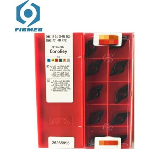 Original Carbide Inserts 10pcs Lathe Inserts DNMG150404-PM 4225/4235/4325 Metal Cutter Lathe Turning Tool Cutter