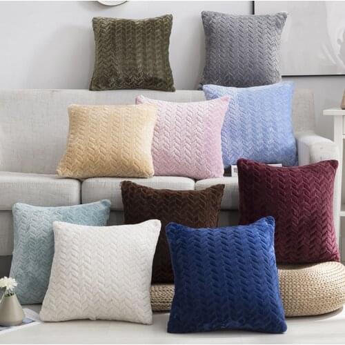 Plush Cushion Cover Solid Color Pillow Case Sofa Throw Pillow Case Decorative Pillowcases Cover For Living Room Decor 45x45cm