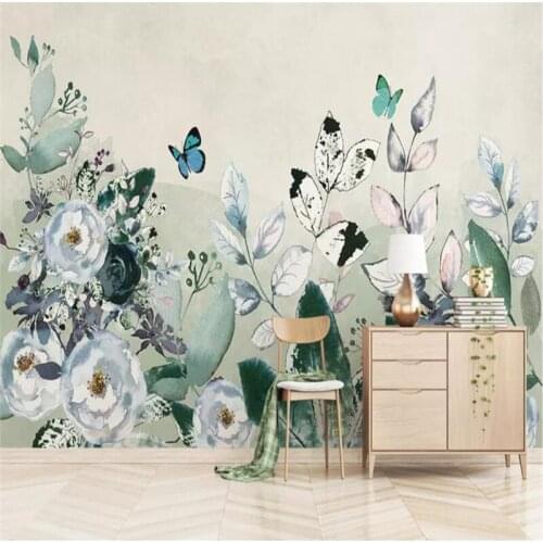 Custom wallpaper modern minimalist hand-painted rose flower wall decoration - high-grade waterproof material