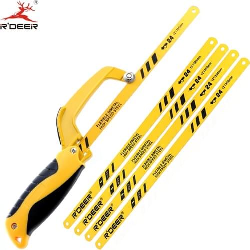 RDEER 10" Hand Saw DIY Hacksaw Aluminum Alloy With 5pcs Blades Pocket For Cutting Stainless Steel Pipe Wood Plastic