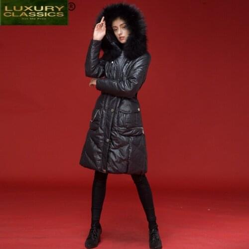 Luxury Female Winter Coat Raccoon Fur Coats Women Clothes 2021 Thick Warm White Duck Down Jacket Long Jackets Hiver 163