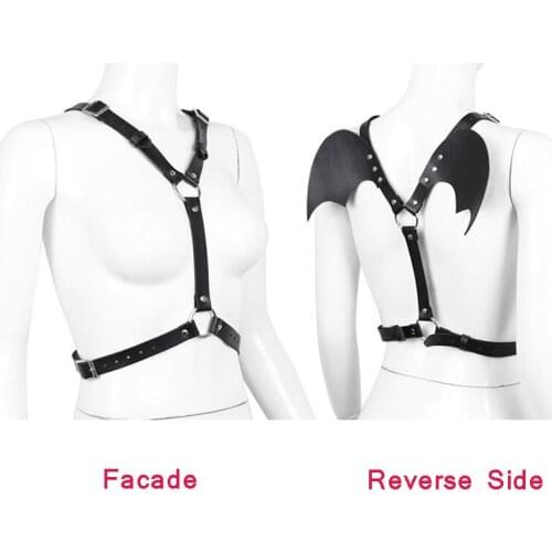 Sex Clothes Black PU Leather Binding Angel Wings Wear Costume For Hot Girls Boys Cosplay Sex Leather Clothes Nightclub Queen