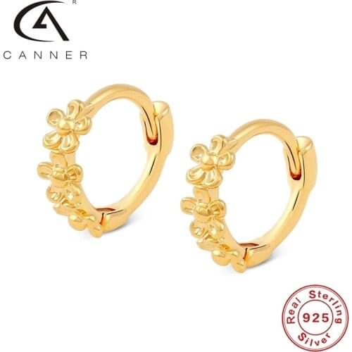 CANNER 925 Sterling Silver Hoop Earrings For Women Petal Ear Hoop Huggie Earrings Jewelry Accessories Wholesale Earring Lot Bulk