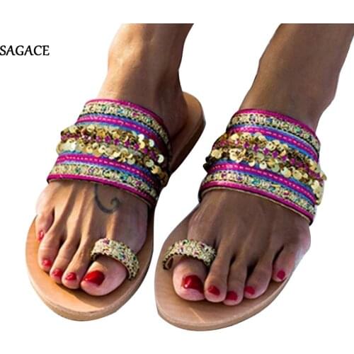 SAGACE Women Metal Sheets Sandals Flip-Flops Greek Style Flip Flop Sandals Slippers Summer Shoes 2020 Beach Vintage Sandalias