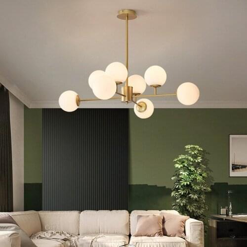 Modern Glass LED Chandelier Lighting Nordic Living Room Dining Chandeliers Kitchen Ball Ceiling Hanging Lamp Home Light Fixtures