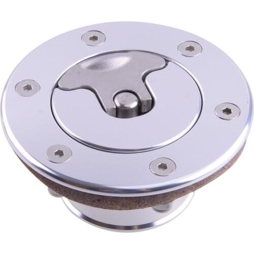 1 Set Universal Aircraft Style Fuel Filler Neck Cap Pop Up Gas Tank Cover Silver Aluminum Alloy for Car Flush Mount