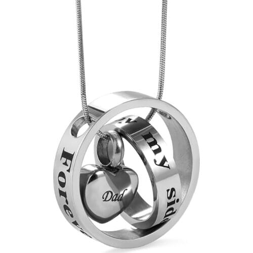 Uonney Dropshipping Customized Engraving Forever In My Heart Stainless Steel Cremation Urn Necklace For Ashes