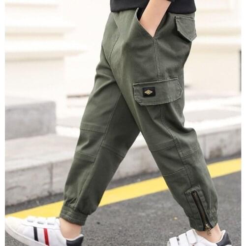 Spring And Autumn Boys' New Style Western-Style Childrens Casual Overalls, Big Childrens Footwear, Zipper Ankle Pants, Trendy