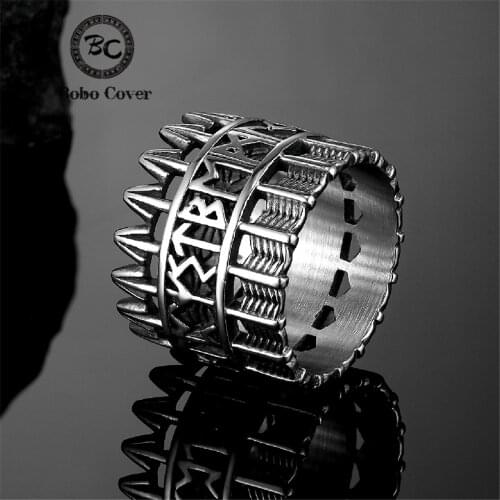 Vintage Viking Vegvisir Runic Statement Rings Men Nordic Scandinavian Totem Index Ring Never Fade Stainless Steel Amulet Jewelry