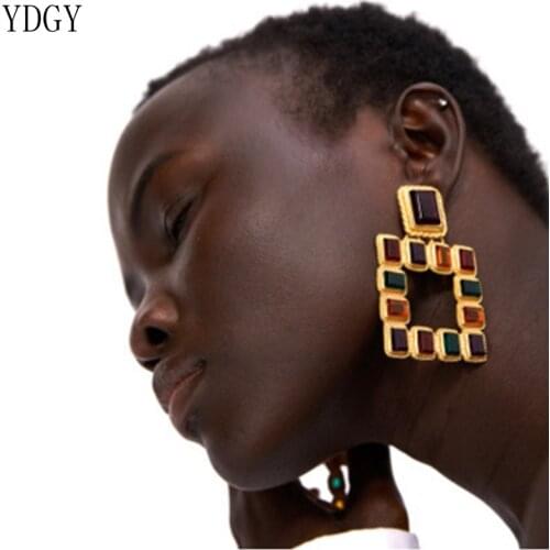 YDGY Vintage Earrings for Women gold color Metal Pendant Earring Earring 2018 Geometric statement Jewelry Fashion Trend