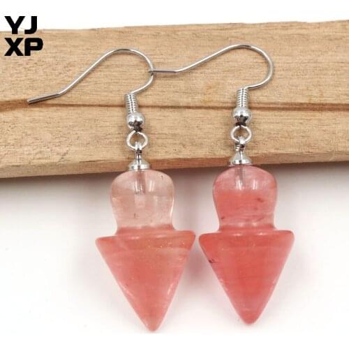 YJXP Silver Plated Gyroscope Shape Watermelon Red Stone Dangle Earrings For Women Party Jewelry