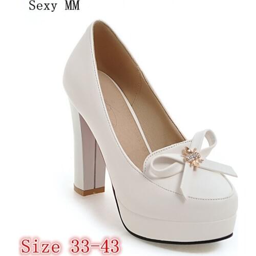 Women High Heel Shoes Platform Pumps Woman Thin High Heels Party Wedding Shoes Ladies Kitten Heels Plus Size 32 - 40 41 42 43