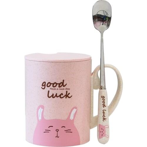 1Pcs 450ml Baby Cup Drinking Water Brush Teeth Washing Cup Children Infant Baby Milk Cup with Spoon Breakfast Mug Drink