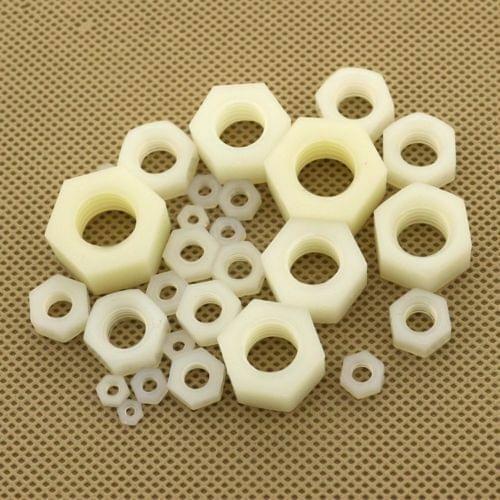 10/25PCS White Nylon Hex Plastic NutsM2 M2.5 M3 M4 M5 M6 M8 M10 M12 M14 M16 M18 M20