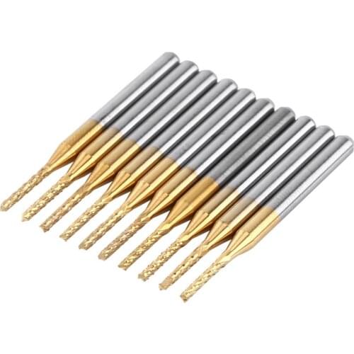 10Pcs/Lot Tungsten Coating Carbide End Mill 1.5mm Cutting Edge End Mill Cutter CNC PCB Engraving Bit 1/8" Shank New Arrival