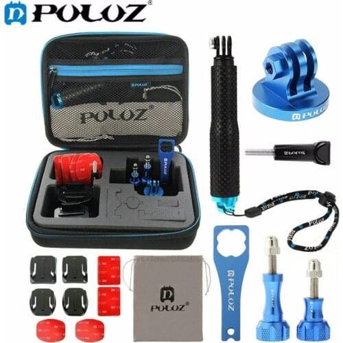 16 in 1 CNC Metal for Go Pro Accessories Combo Kit with EVA Case stocker for GoPro HERO5 HERO4 Session HERO 5 4 3+ SJ7000 SJ4000