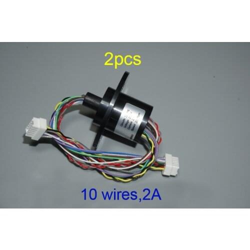 2Pcs 10 Wires 2A Slip Ring Conductive Hat Shape Small Rotating Signal Collector Slipring For DIY Robot Models Gimbal Pan/tilt