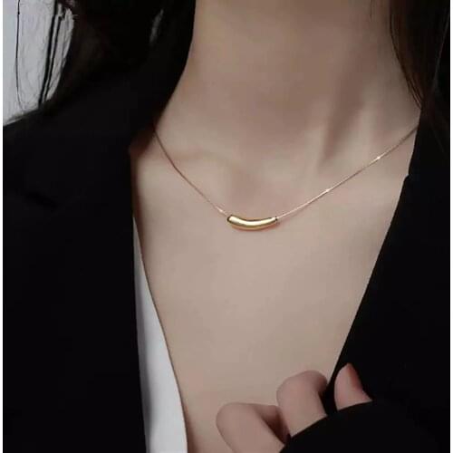 2021 New Niche French Simple Water Drop Peas Gold Clavicle Chain Necklace For Women Girls Party Jewelry Gifts