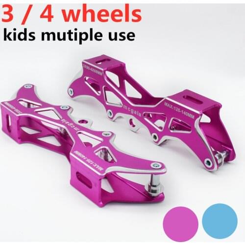 3 wheels / 4 wheel Multiple purpose Inline speed skates frame roller skatinig base for Kids Children Blue Pink 3X90 3X100mm 4X72