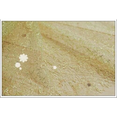 5 yards Gold Mesh Lace Fabric Metallic Gold Tulle Lace Fabric
