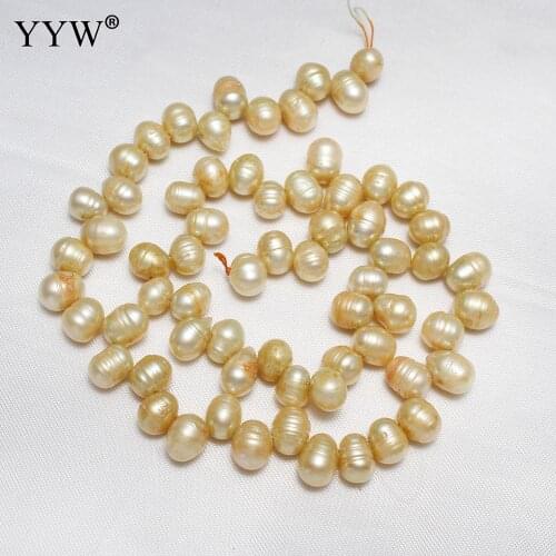 6-7mm Yellow Natural Cultured Rice Freshwater Pearl Beads For Jewelry Making Bracelet Earrings Nacklace Loose Pearls 14.5 Inch