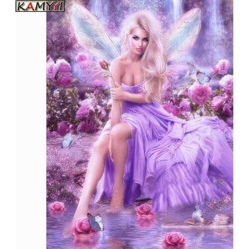 Diamond Embroidery Cross Stitch Purple Butterfly Fairy Full Square Picture Rhinestones Mosaic Diamond Painting DIY
