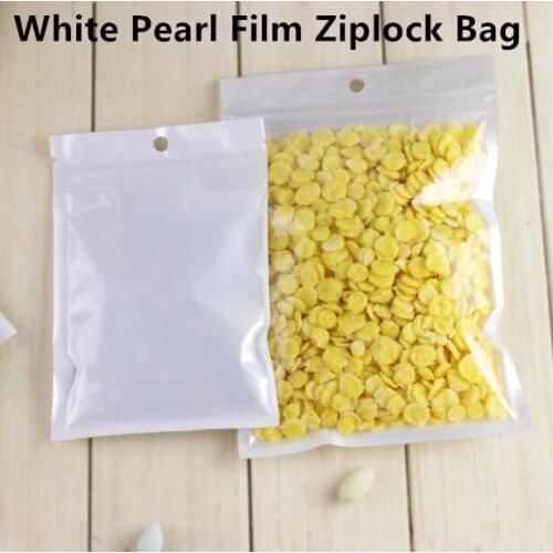 Free Shipping 100PCS/LOT White Translucent Pearl Film Ziplock Bag Clear Front Pearlised Film Plastic Original Virgin Hair Bag