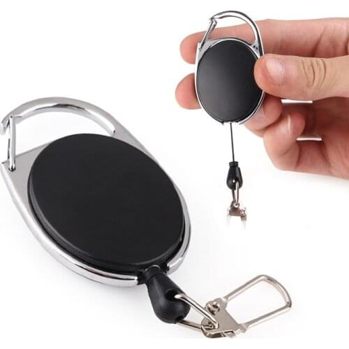 Keychain multi tool Rope cord pull belt key ring recoil badge lanyard clip multitool chain holder retract keyring key reel