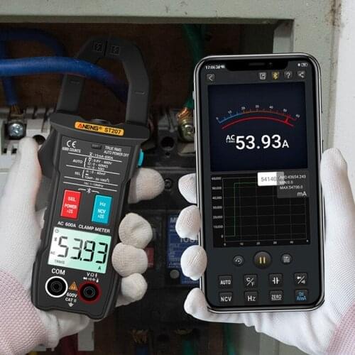 69HF ST207 Digital Bluetooth-compatible Multimeter Clamp Meter 6000 Count True RMS DC/AC Voltage Tester AC Current Hz