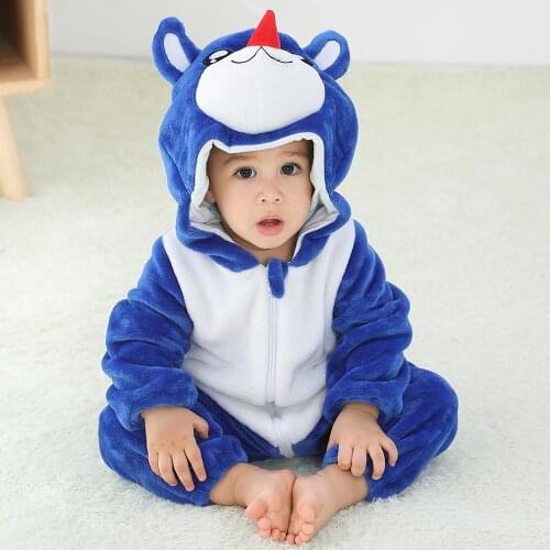 Baby Costume Boys Girl Romper Onesie Outfit ropa bebe Soft Baby Clothes Flannel Cute Dog Zipper Toddler Winter Warm Kid Apparel